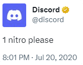 Twitter - 1 Nitro please