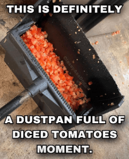 Dustpan full of tomatoes