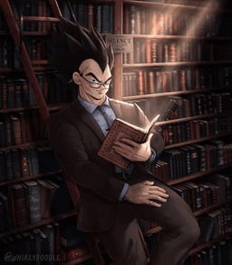 vegeta reading a book